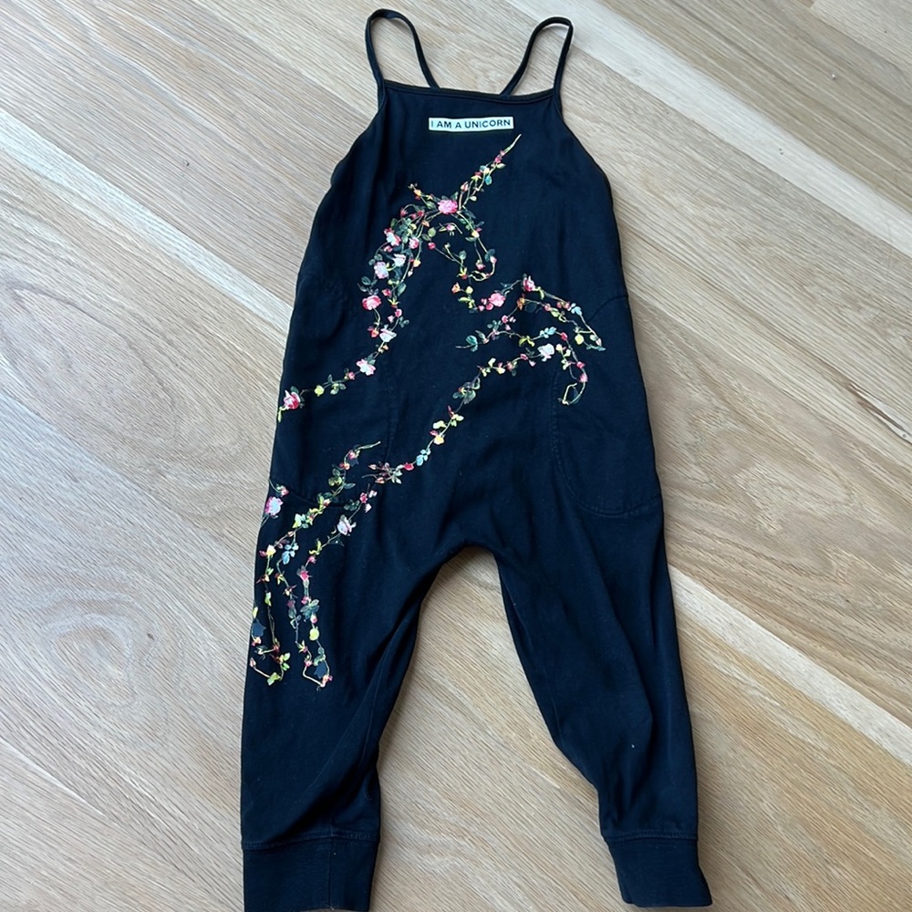 Black Burberry I AM A UNICORN Jumpsuit w Pockets